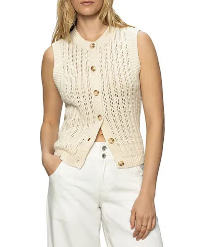 Sanctuary Pointelle Stitch Cotton Button-up Sweater Vest In Eco Natural