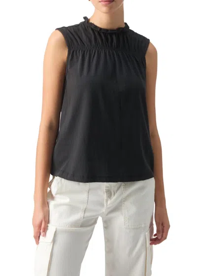 Sanctuary Sleeveless Shirred Top In Black