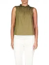 Sanctuary Sleeveless Shirred Top In Burnt Olive In Multi