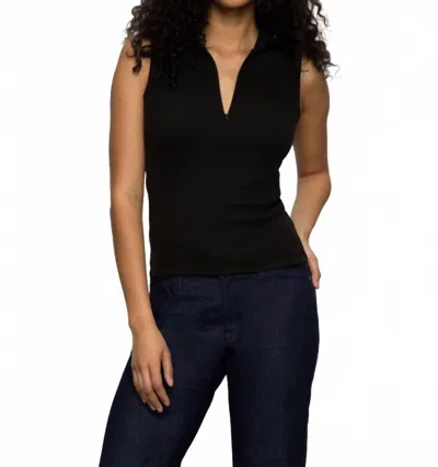 Sanctuary Sleeveless Zip Mock Top In Black