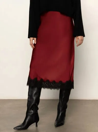 Sanctuary Slip Skirt With Lace In Crimson In Red