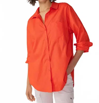 Sanctuary Slit Back Tunic Blouse In Red Hots In Orange