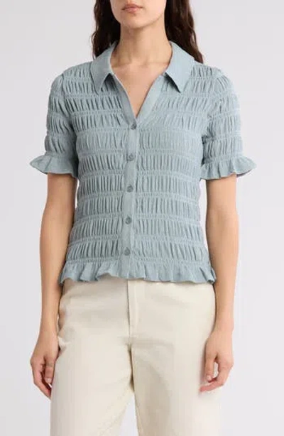 Sanctuary Smocked Short Sleeve Button-up Shirt