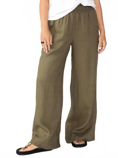 Sanctuary Smocked Wide Leg Pant In Mossy Green