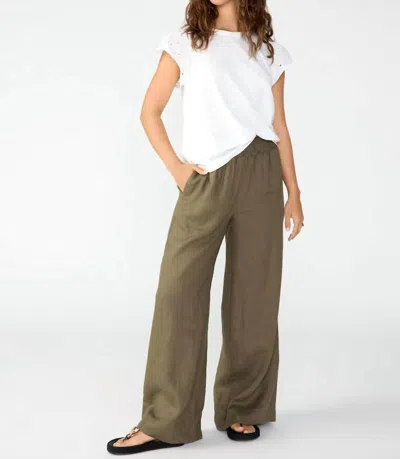 Sanctuary Smocked Wide Leg Semi High Rise Pant In Mossy Green In Brown