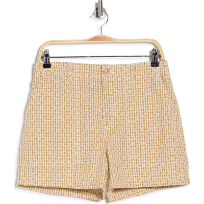 Sanctuary Socialize Gingham Embroidered Eyelet Cotton Shorts In Neutral