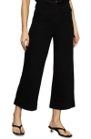 Sanctuary Soft Marine High Waist Wide Leg Crop Cotton Pants In Black
