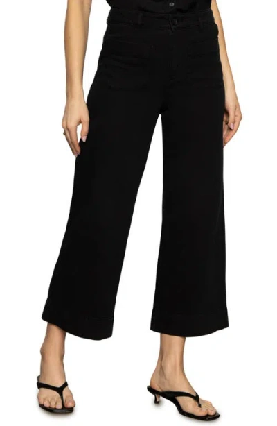 Sanctuary Soft Marine High Waist Wide Leg Crop Cotton Pants
