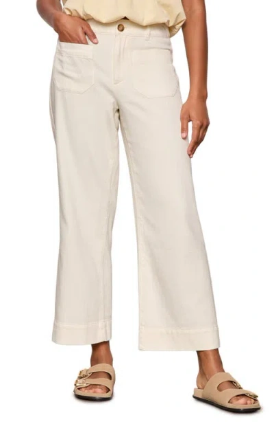 Sanctuary Soft Marine High Waist Wide Leg Crop Cotton Pants In White