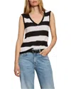 Sanctuary Soft V-neck Shell Top In Chalk Black Stripe In Black