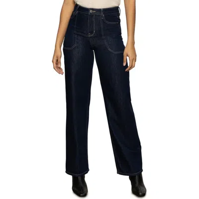 Sanctuary Soleil '90s High Waist Straight Leg Carpenter Jeans In Blue