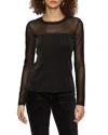 Sanctuary Sparkle Mesh Crewneck Top In Black