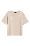 Sanctuary Sparkle Short Sleeve Sequin Sweater In Neutral