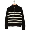 Sanctuary Sporty Stripe Half Zip Sweater In Black With Scone Stripe