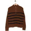 Sanctuary Sporty Stripe Half Zip Sweater In Clove W/heritage Navy