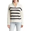 Sanctuary Sporty Stripe Half Zip Sweater In Scone With Black Stripe