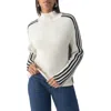 Sanctuary Sporty Stripe Mock Neck Sweater In Chalk In White