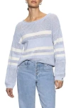 Sanctuary Sporty Stripe Open Stitch Sweater In Sky Blue W,chalk Stripe