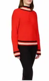 Sanctuary Stay Cozy Stripe Mock Neck Sweater In Red