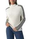Sanctuary Sporty Stripe Mock Neck Sweater In Chalk In Chalk Multi
