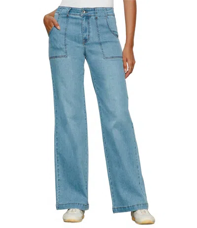 Sanctuary Standard Rise Wide Leg Jean In Keep Up In Blue