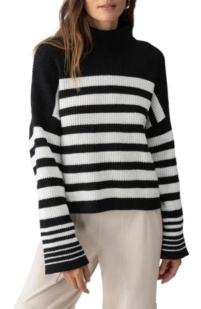 SANCTUARY SANCTUARY STAY COZY STRIPE MOCK NECK SWEATER 