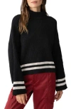 Sanctuary Stay Cozy Stripe Mock Neck Sweater In Black Toasted