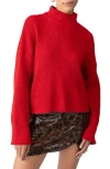Sanctuary Stay Cozy Stripe Mock Neck Sweater In Mars Red