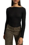 Sanctuary Stretch Mesh Boat Neck Top In Black