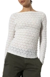 Sanctuary Stretch Mesh Boat Neck Top In Bleached White