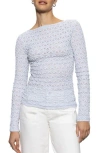 Sanctuary Stretch Mesh Boat Neck Top In Blue