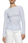 Sanctuary Stretch Mesh Boat Neck Top In Sky Blue