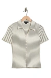 Sanctuary Stripe Button-up T-shirt In Gray