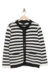 Sanctuary Knitted Jacket In Milk/black Stripe