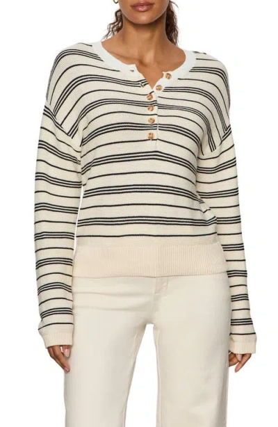 Sanctuary Stripe Cotton Henley Sweater In Multi