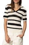 Sanctuary Stripe Cotton Polo Sweater In Black