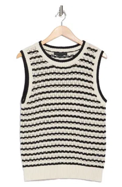 Sanctuary Stripe Cotton Sweater Tank In Natural Black
