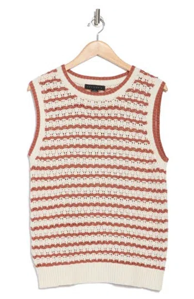 Sanctuary Stripe Cotton Sweater Tank In Teak Natural