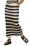 Sanctuary Stripe Crochet Maxi Sweater Skirt In Black