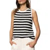 Sanctuary Striped Crochet Shell Sweater In Chalk Black Stripe In Chalk Black