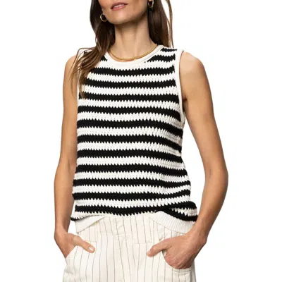 Sanctuary Stripe Crochet Jumper Tank In Chalk Black