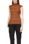 Sanctuary Essential Stripe Mock Neck Rib Sleeveless Top In Multi