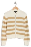 Sanctuary Stripe Knit Bomber Jacket In Milk/desert Dusk Stripe