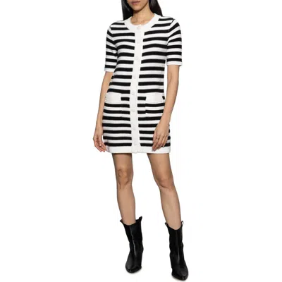 Sanctuary Stripe Knit Minidress In Chalk Black