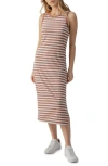 SANCTUARY SANCTUARY STRIPE LINEN BLEND MIDI DRESS