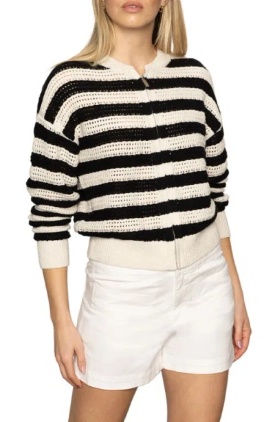 Sanctuary Stripe Open Stitch Cotton Bomber Cardigan