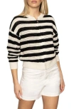 Sanctuary Stripe Open Stitch Cotton Bomber Cardigan In Multi