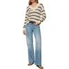 Sanctuary Stripe Open Stitch V-neck Sweater In Neutral