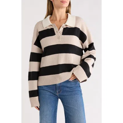 Sanctuary Stripe Rugby Polo Sweater In Neutral