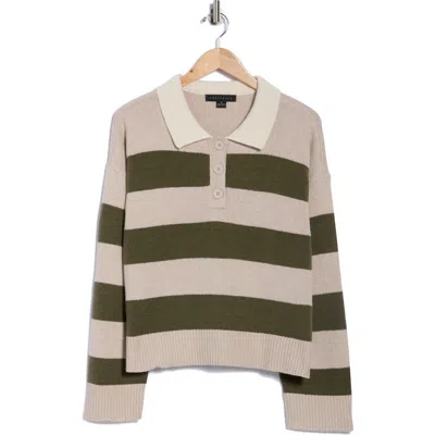 Sanctuary Stripe Rugby Polo Sweater In Brown